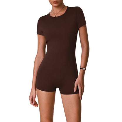 One-Piece Shaping Yoga Suit with Built-in Bra, Tummy Control, Butt Lifting, Pilates Bodysuit Shorts, Form-Fitting Workout Wear