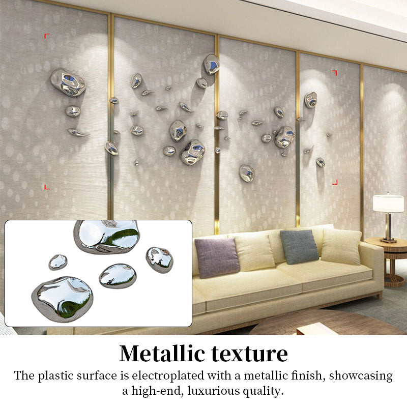 Abstract 3D Stone Wall Sculpture – Electroplated Rock Texture Wall Art