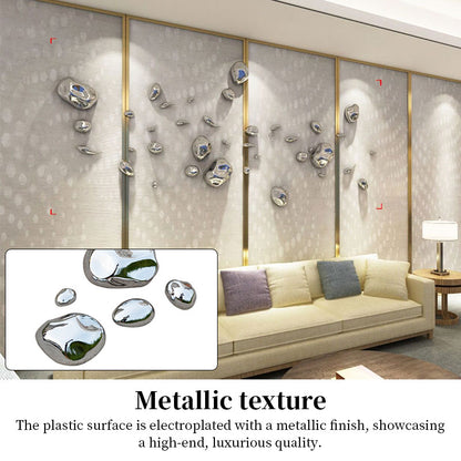 Abstract 3D Stone Wall Sculpture – Electroplated Rock Texture Wall Art