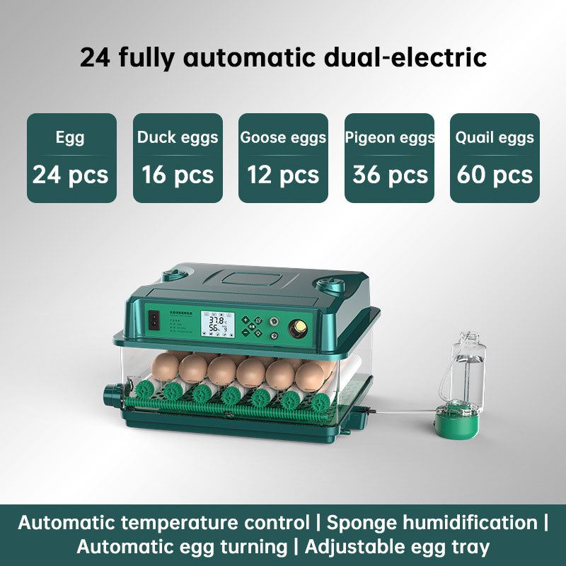 24/36 Egg Incubator Fully Automatic, Auto Turner & Temp Control, Dual Power 220V/12V Mini Poultry Hatcher for Chicken Duck