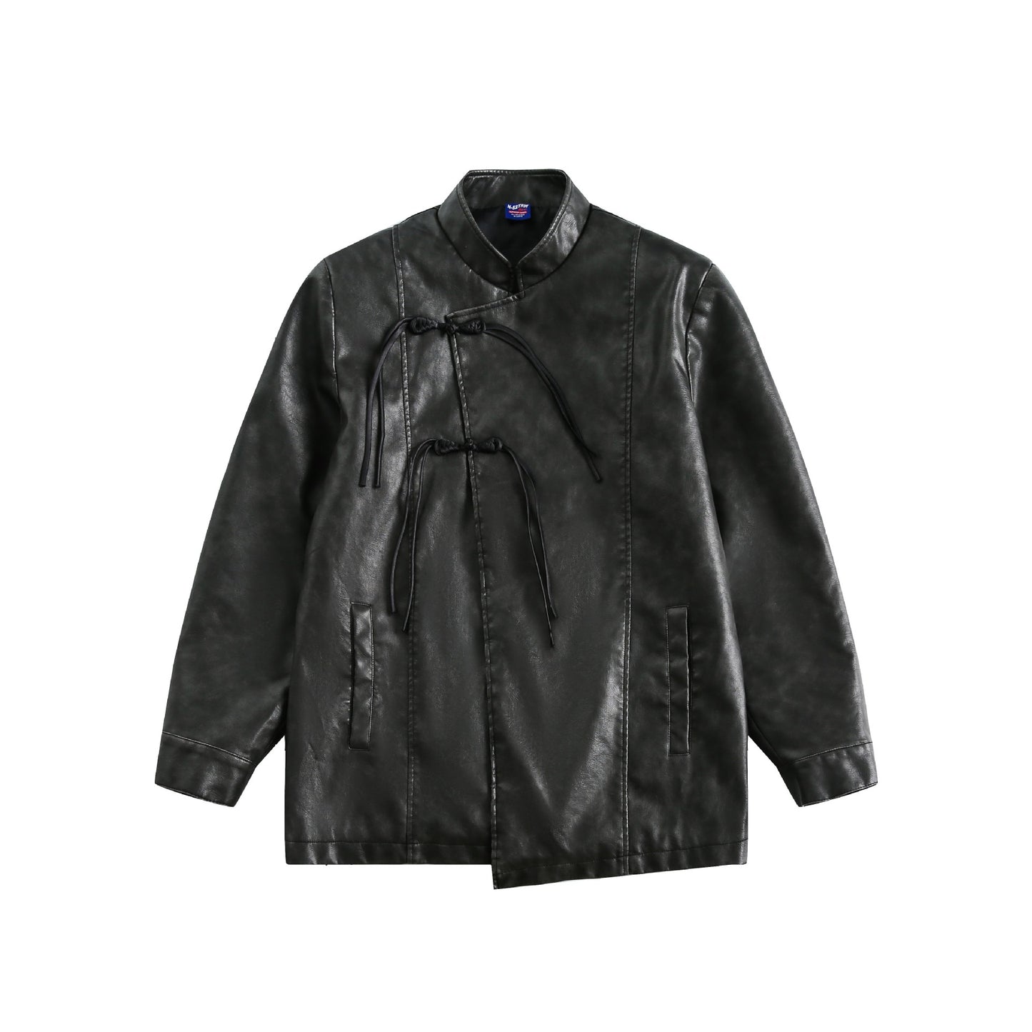 Disk Button PU Leather Jacket for Men and Women, National Trend Outerwear