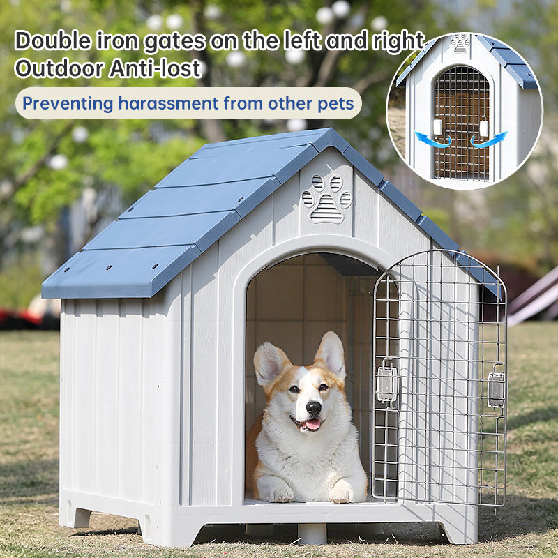Heavy Duty Outdoor Dog House - 4 Season Insulated Shelter Waterproof & Anti-UV Kennel for All Size Dogs