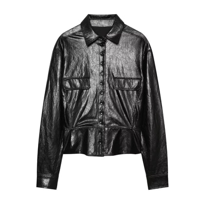 Street nine cent short skirt leather jacket