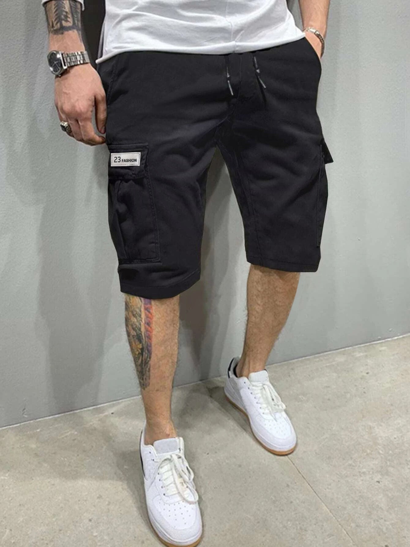 Men's Cargo Loose Straight-Leg Trendy Beach Mid-Length Pants