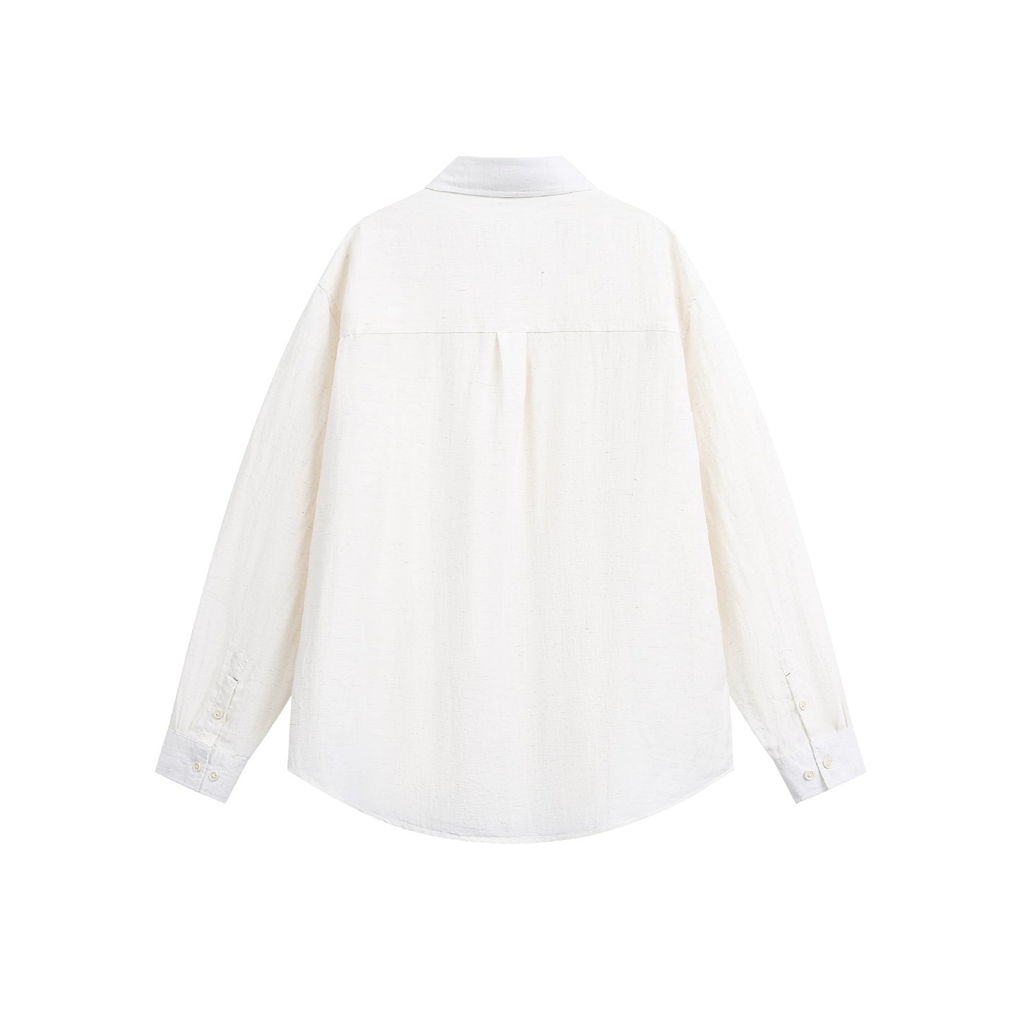 Minimalist Solid Color Slightly Wrinkled Linen Blend Loose Long Sleeve Shirt