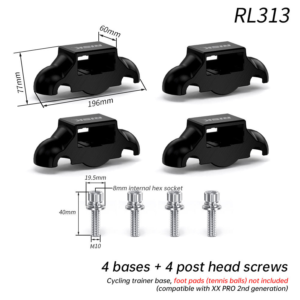 RISK Cycling Bike Damping Pads, Smart Trainer Support Base, Tennis Ball Feet for X2 / X2 MAX / XX PRO.