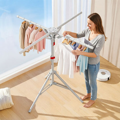 Foldable Octopus Style Standing Clothes Drying Rack – Portable Rotating Laundry Hanger for Balcony, Black
