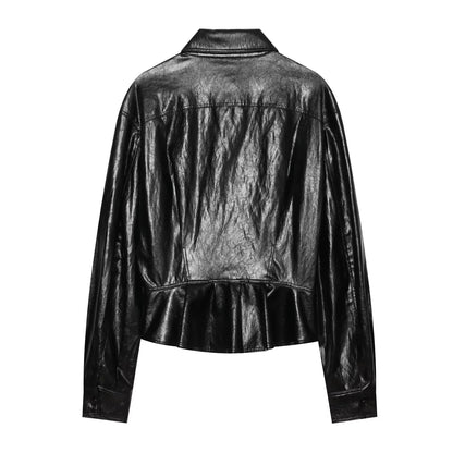 Street nine cent short skirt leather jacket