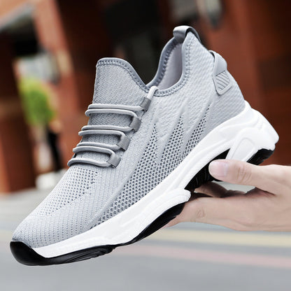 Tie-up Height-Increasing Shoes for Men, Breathable Mesh Casual Dad Shoes