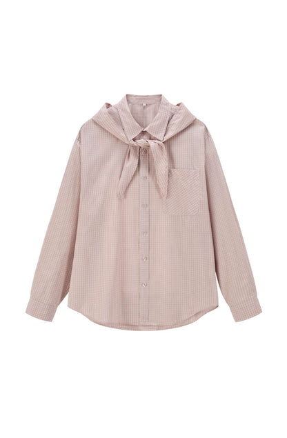 Academic Style Hooded Loose Checkered Long Sleeve Shirt for Men
