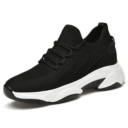 Tie-up Height-Increasing Shoes for Men, Breathable Mesh Casual Dad Shoes