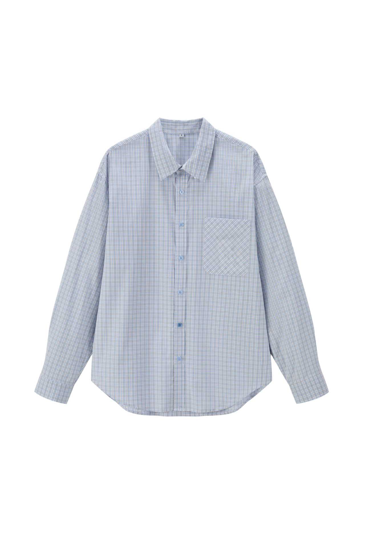 Casual American Style Plaid Long Sleeve Shirt with Pocket Loose Fit Men's Shirt