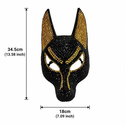 Sparkly Anubis Mask, Rhinestone Egyptian God Mask for Halloween & Masquerade Party