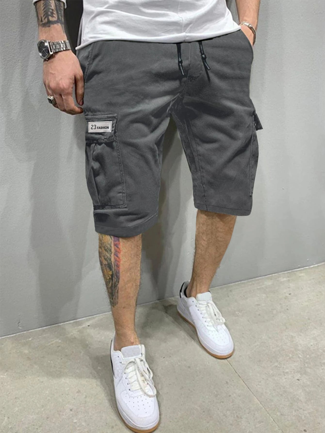 Men's Cargo Loose Straight-Leg Trendy Beach Mid-Length Pants
