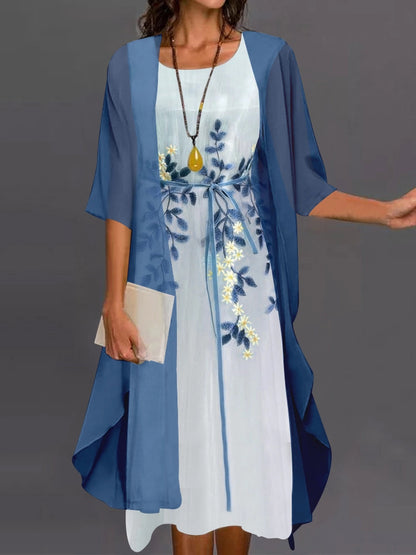 Elegant Lace Chiffon Dress Set