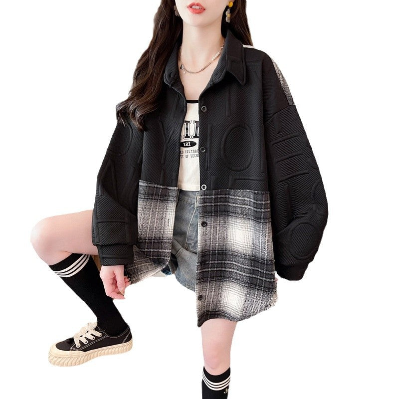 Cardigan Coat for Women, Spring Autumn Winter Lightweight Plaid Shirt, Plus Size Loose Fit Top for Women