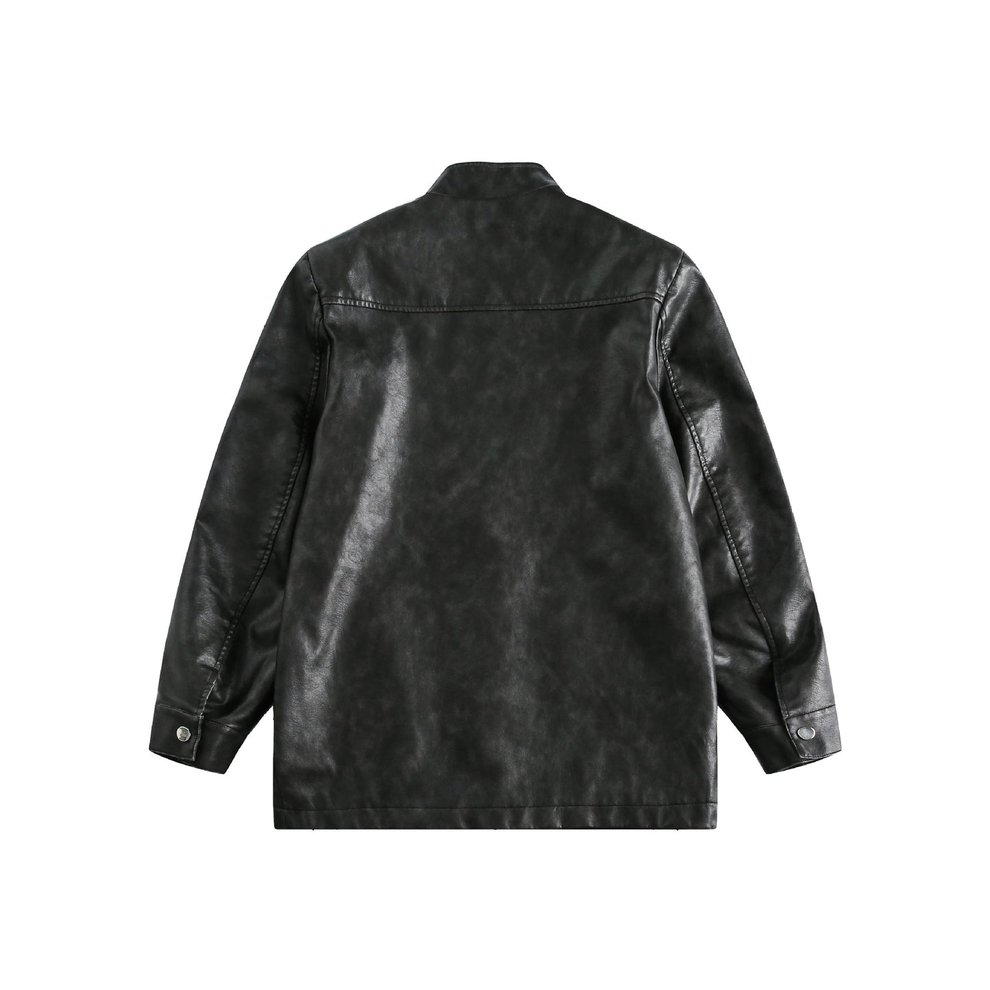 Disk Button PU Leather Jacket for Men and Women, National Trend Outerwear