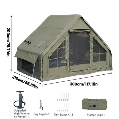 Large Inflatable Glamping Tent with Skylight, Breathable Mesh Air Tent for Summer Camping & Backpacking