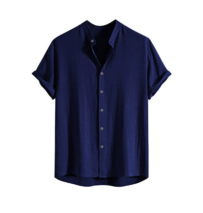 Men's Stand Collar Slim Fit Linen-Cotton Suit Set