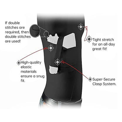 Men's Concealed Carry Holster Shirt - Short Sleeve Tactical Tee with Side Pistol Pockets, EDC Base Layer