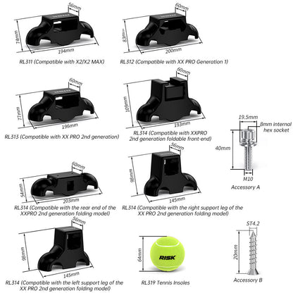 RISK Cycling Bike Damping Pads, Smart Trainer Support Base, Tennis Ball Feet for X2 / X2 MAX / XX PRO.