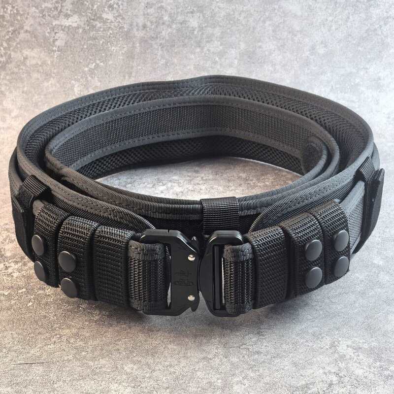Tactical Alloy Buckle Belt - Black Multifunctional Outdoor Belt for Men, Extended Training Belt