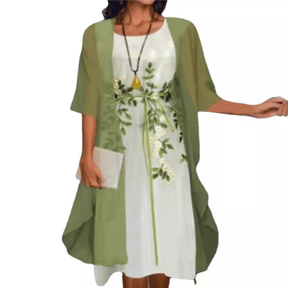 Elegant Lace Chiffon Dress Set