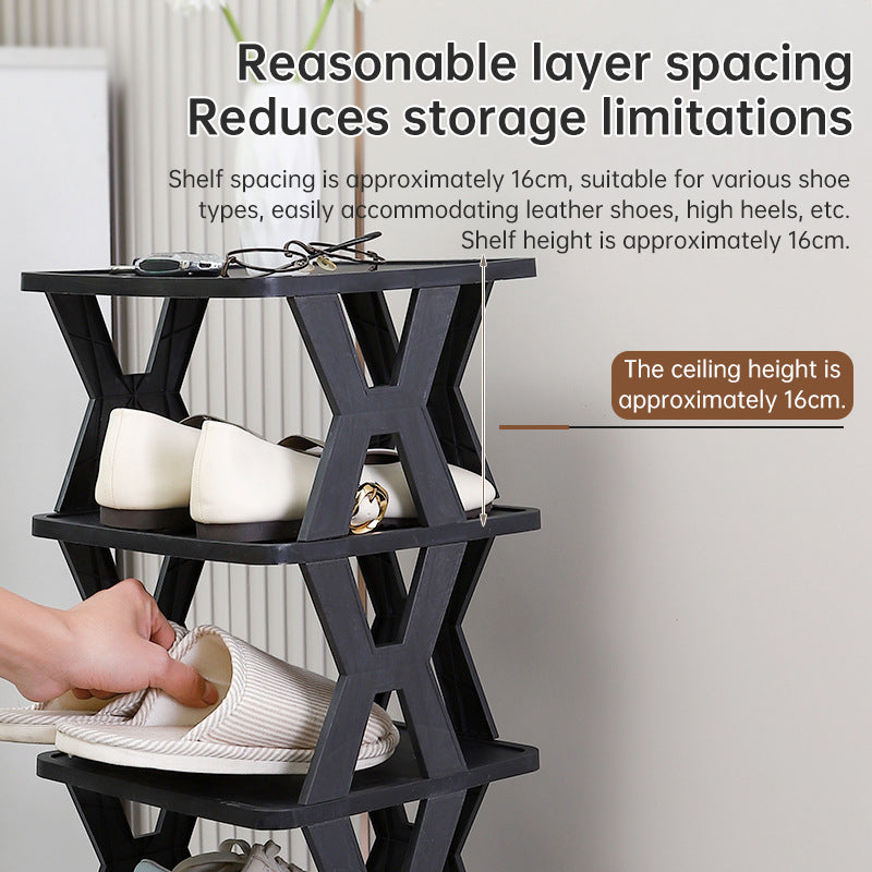 Stackable Plastic Shoe Rack, Vertical Dustproof Shoe Organizer, Sturdy Shoe Storage for Entryway
