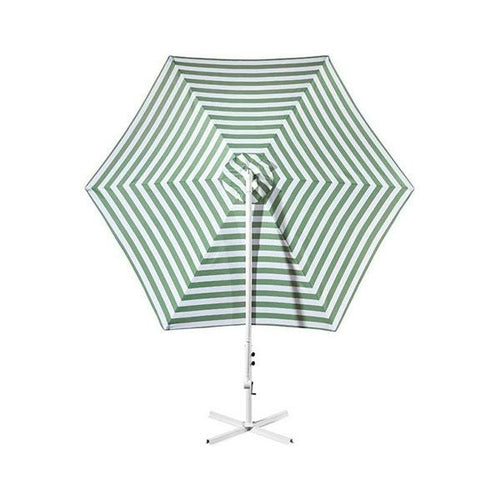 Green & White Striped Garden Patio Umbrella — Outdoor Sun Shade