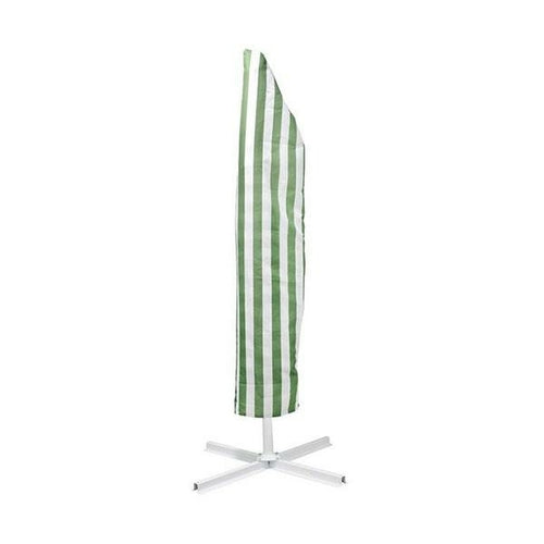 Green & White Striped Garden Patio Umbrella — Outdoor Sun Shade