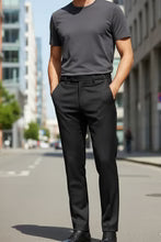 Ethan Black Suit Pants luxury viscose blend plain front modern fit formal wear