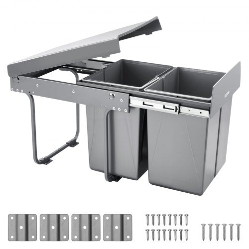 Pullout Trash Can for Kitchen Cabinets, 20Lx2 Double Under Sink