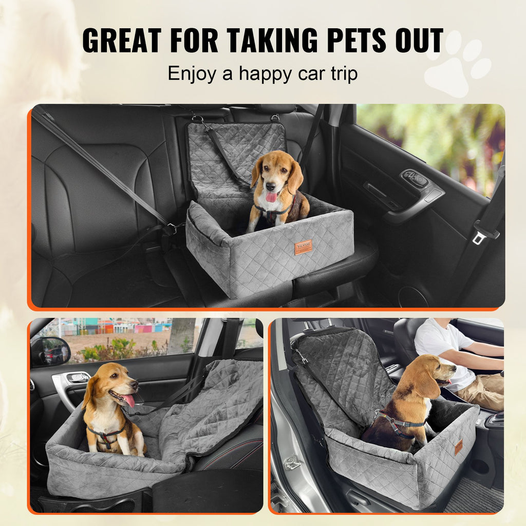 Dog Car Seat, Dog Booster Seat for Car with A Storage Pocket, Clip-On