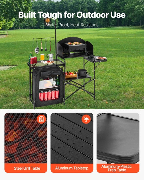 Portable Aluminum Camping Kitchen Table — Outdoor Cook Station