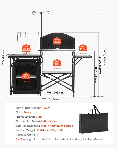 Portable Aluminum Camping Kitchen Table — Outdoor Cook Station