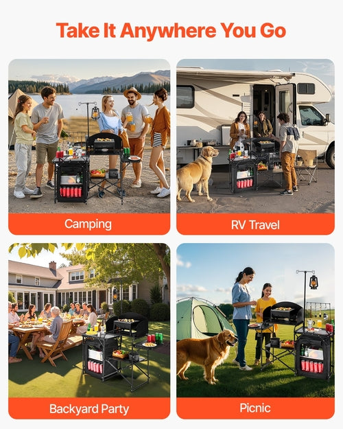 Portable Aluminum Camping Kitchen Table — Outdoor Cook Station