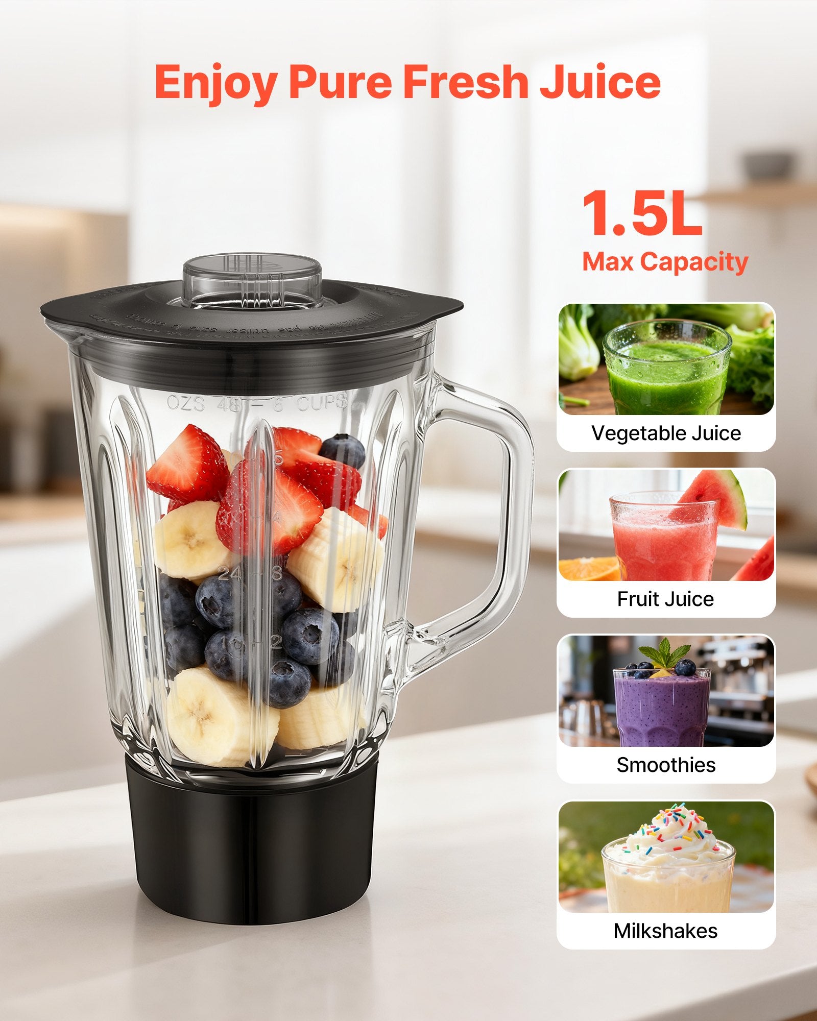 Stand Mixer, 7.8 L Electric Kitchen Mixer, 1500W Dough-Mixer, 6+P
