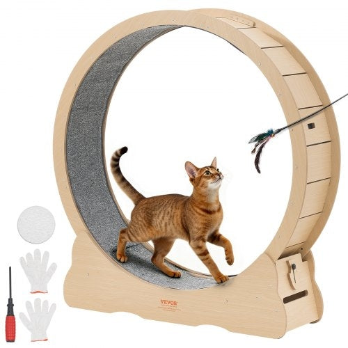 Cat Exercise Wheel, 120cm Wooden Cat Running Wheel for Indoor Cats up