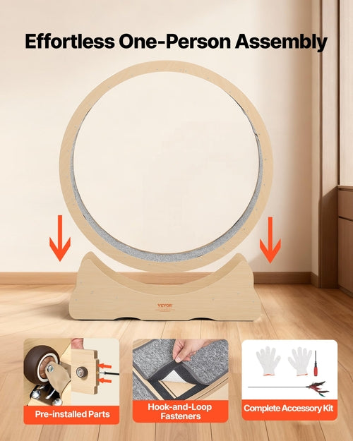 Cat Exercise Wheel, 120cm Wooden Cat Running Wheel for Indoor Cats up