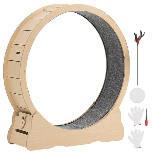 Cat Exercise Wheel, 120cm Wooden Cat Running Wheel for Indoor Cats up