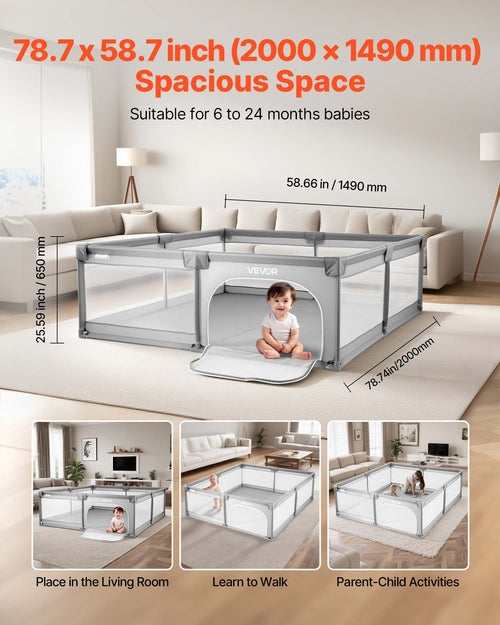 Large Baby Playpen 2000x1490mm — Indoor & Outdoor Toddler Play Yard