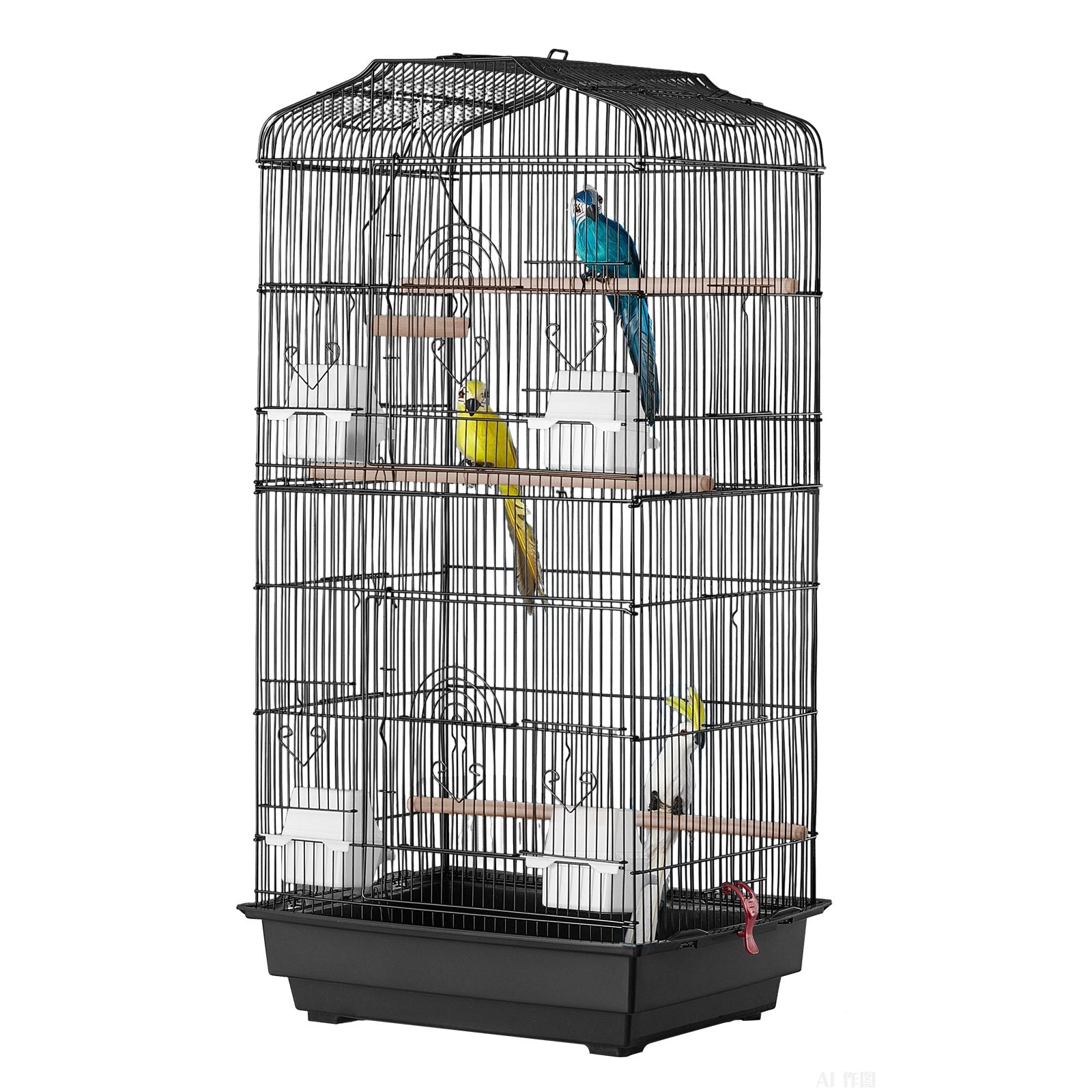 41-inch Open Top Large Parrot Bird Cage, Hanging Bird Cage for